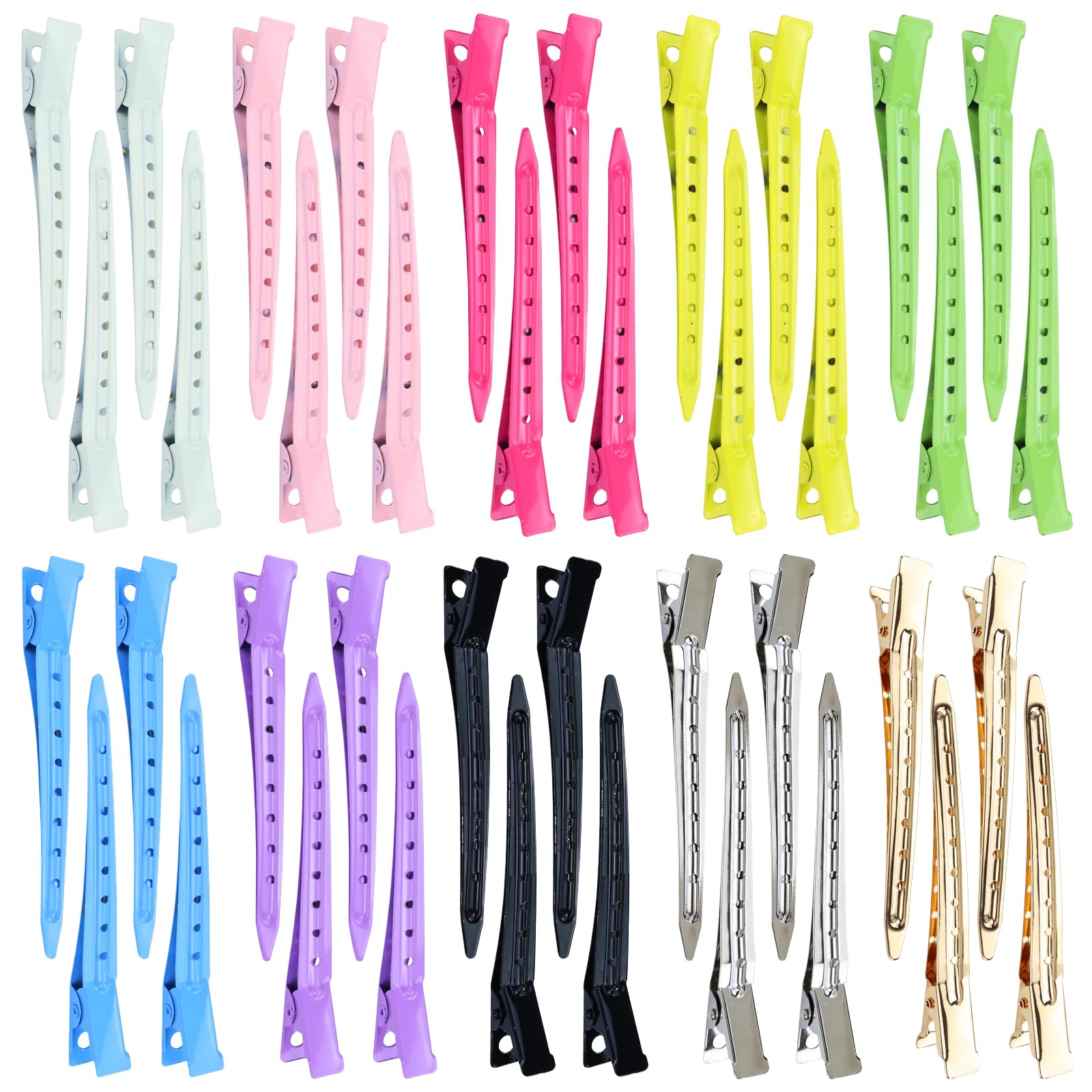 Dizila 40 Pieces 9cm/3.5" Metal Hair Salon Alligator Hair Styling Clips with Holes Duckbill Hair Sectioning Clips Hair Barrettes Accessories for Women Girls Teens