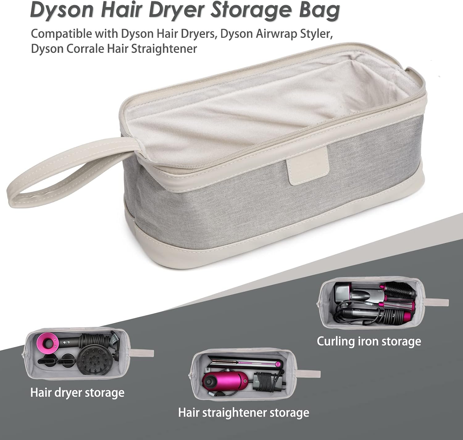 Kyrio Hair Dryer Universal Zipper Storage Bag Compatible with Dyson Supersonic Hair Dryer Dyson Airwrap Styler Accessories - Image 3