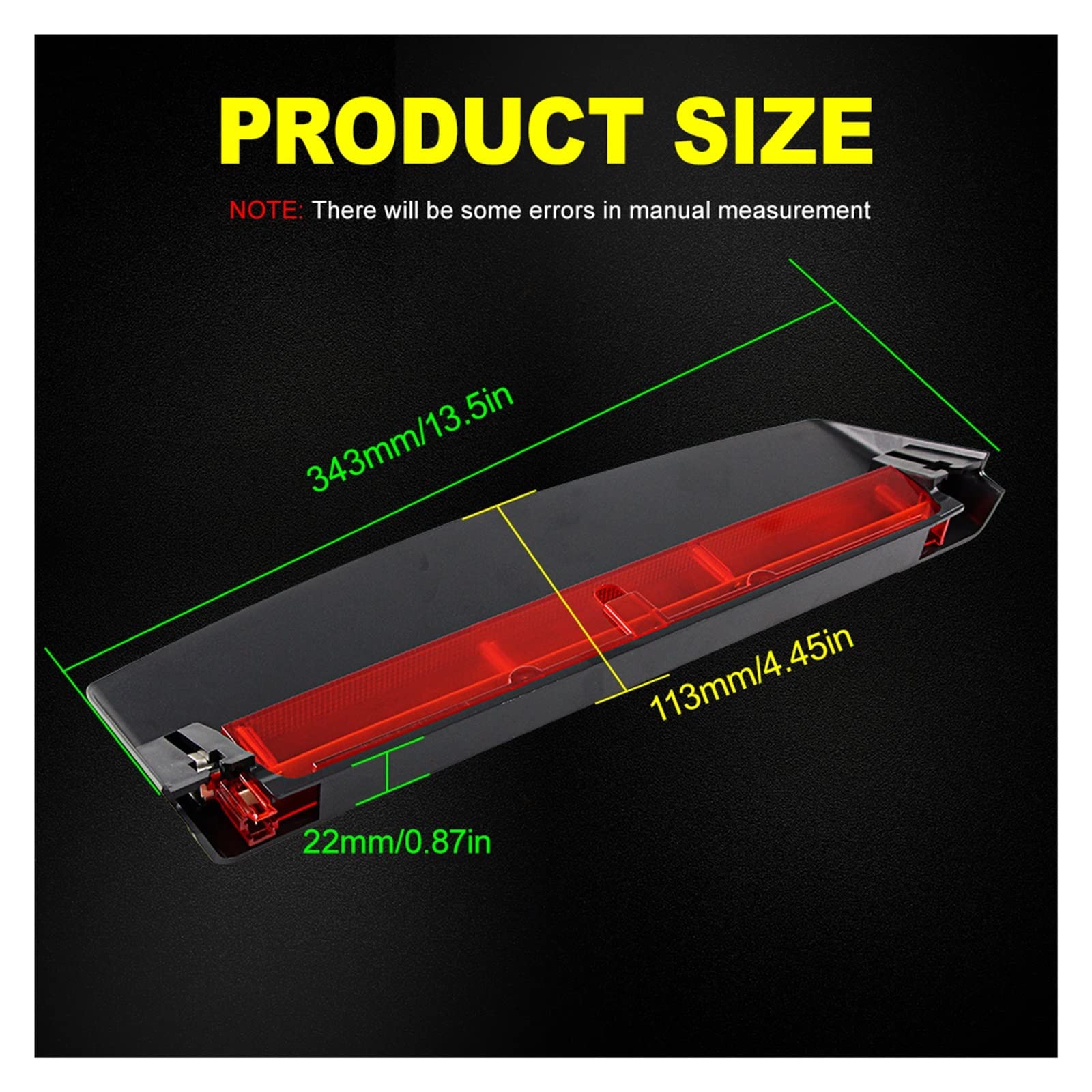 Car LIGHT Third Brake Lights Rear Parking Signal Lamp High Mount Warning Light 3RD Brake Taillight Fit For Audi A4 B8 Saloon 2008-2015 (Color : 1pcs LED RED Lens)
