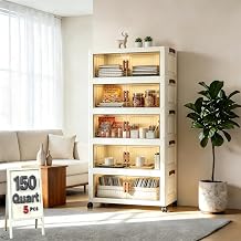 150QT-5Pack Storage Cabinet, Foldable Storage Cabinet