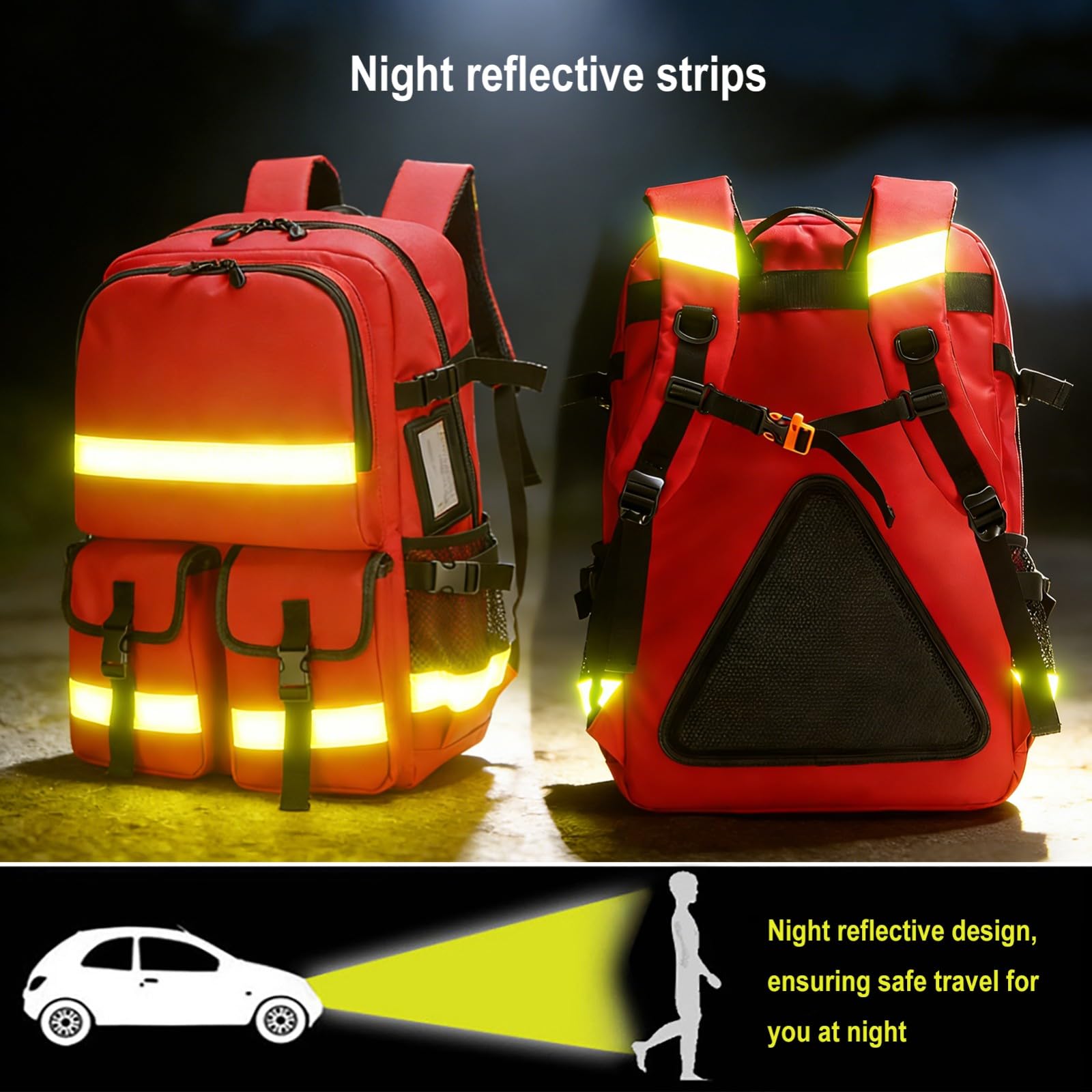 Erste Hilfe Tasche Leer,Notfall-Trauma-Rucksack mit reflektierender,Großer Wasserdicht Verschleißfest Verstellbarer Riemen Atmungsaktiv Rücken für Reisen Haus,Auto,Arbeitsplatz,Outdoor(Black)