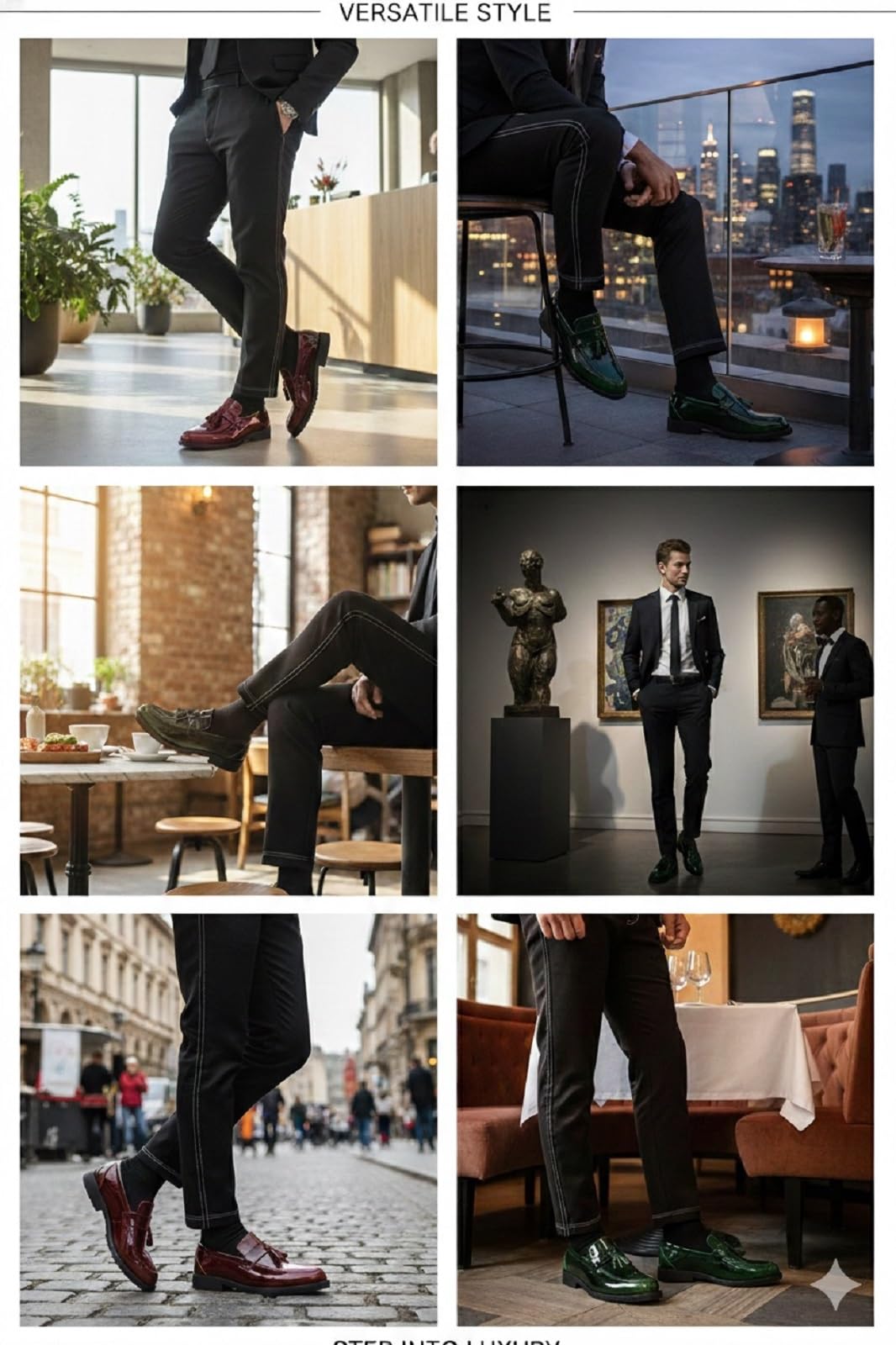 Mocasines Casuales de Charol para Hombres con borlas, Zapatos de Vestir sin Cordones para Bodas, Fiestas y Negocios