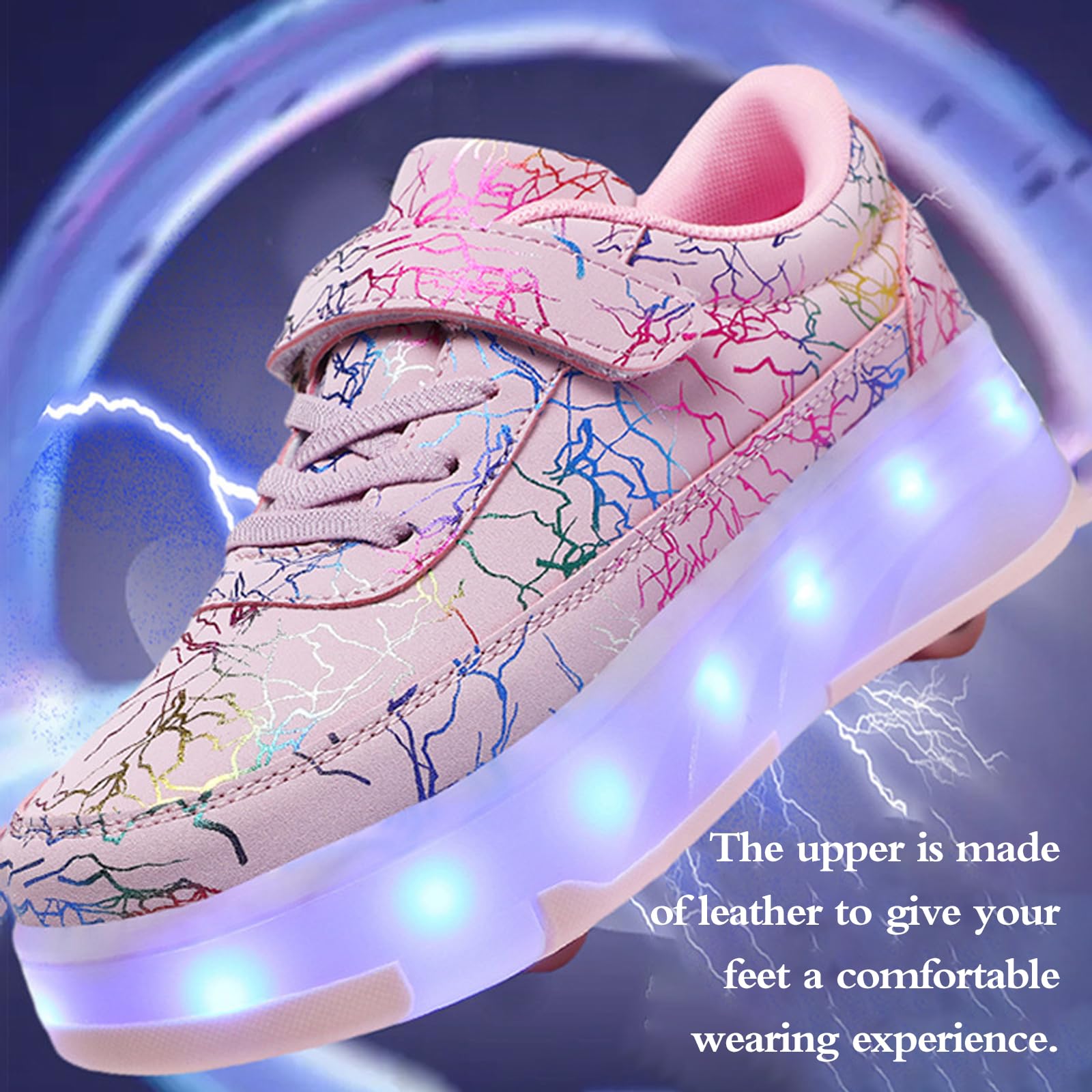 Zapatillas Deportivas con Ruedas para niños,Zapatos con Ruedas para niñas,Zapatillas con Ruedas,con 4 Ruedas Retirable,Retráctil,LED Light-UP,para Regalo decumpleaños Niños y niñas