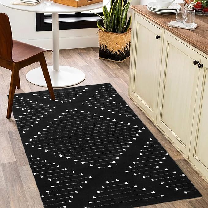 Amazon.com: LIVEBOX Boho Black Rug for Kitchen,3' x 5' Washable Area ...