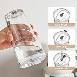 INSETLAN 20oz Coupe en verre clair avec lis et paille de verre, ensemble de 2 Gobelets en verre épais, verres à boire avec paille pour smoothie, thé, lait, whisky, eau et plus – Élégant & Durable