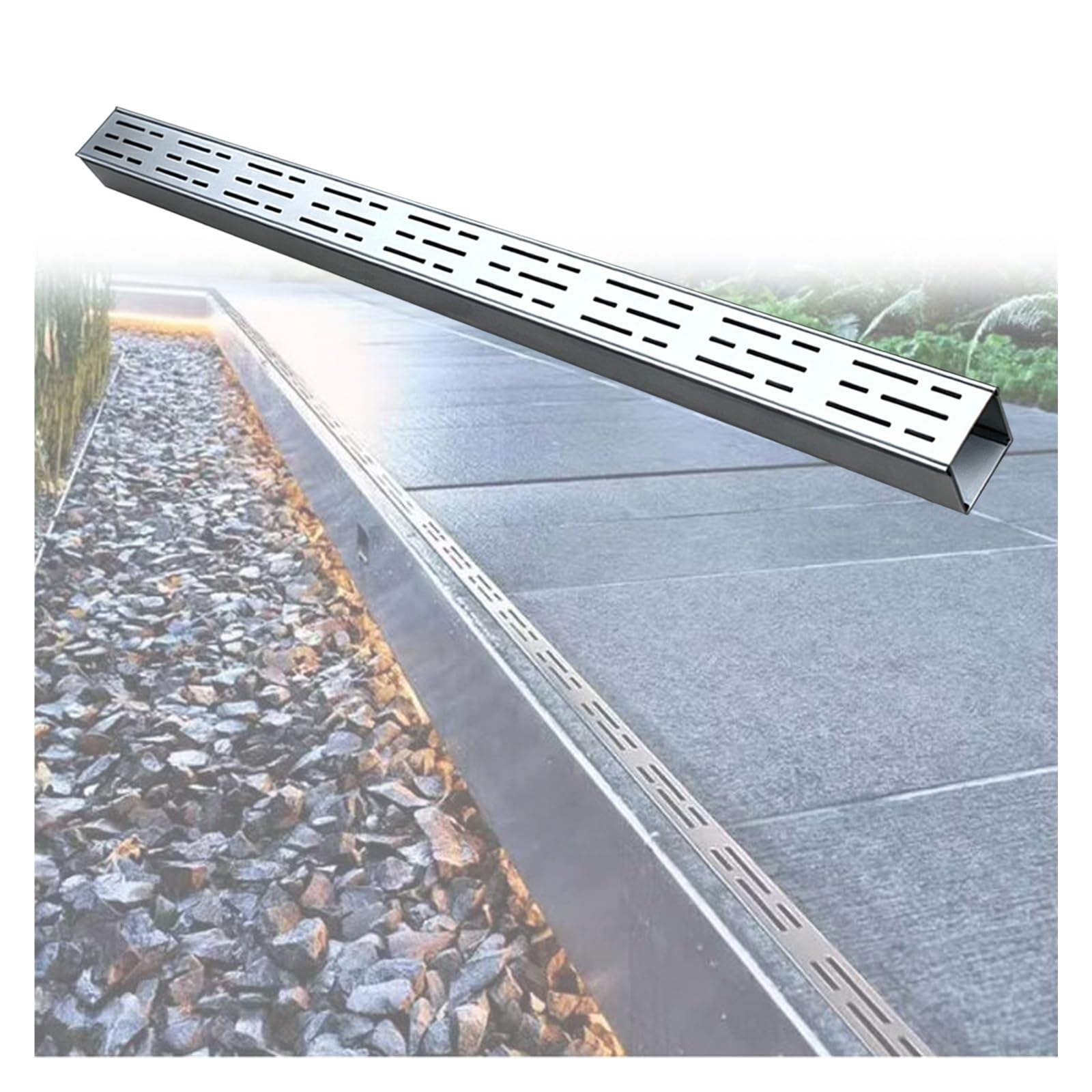 Grille de drainage en acier inoxydable pour caniveau extérieur 15x5cm