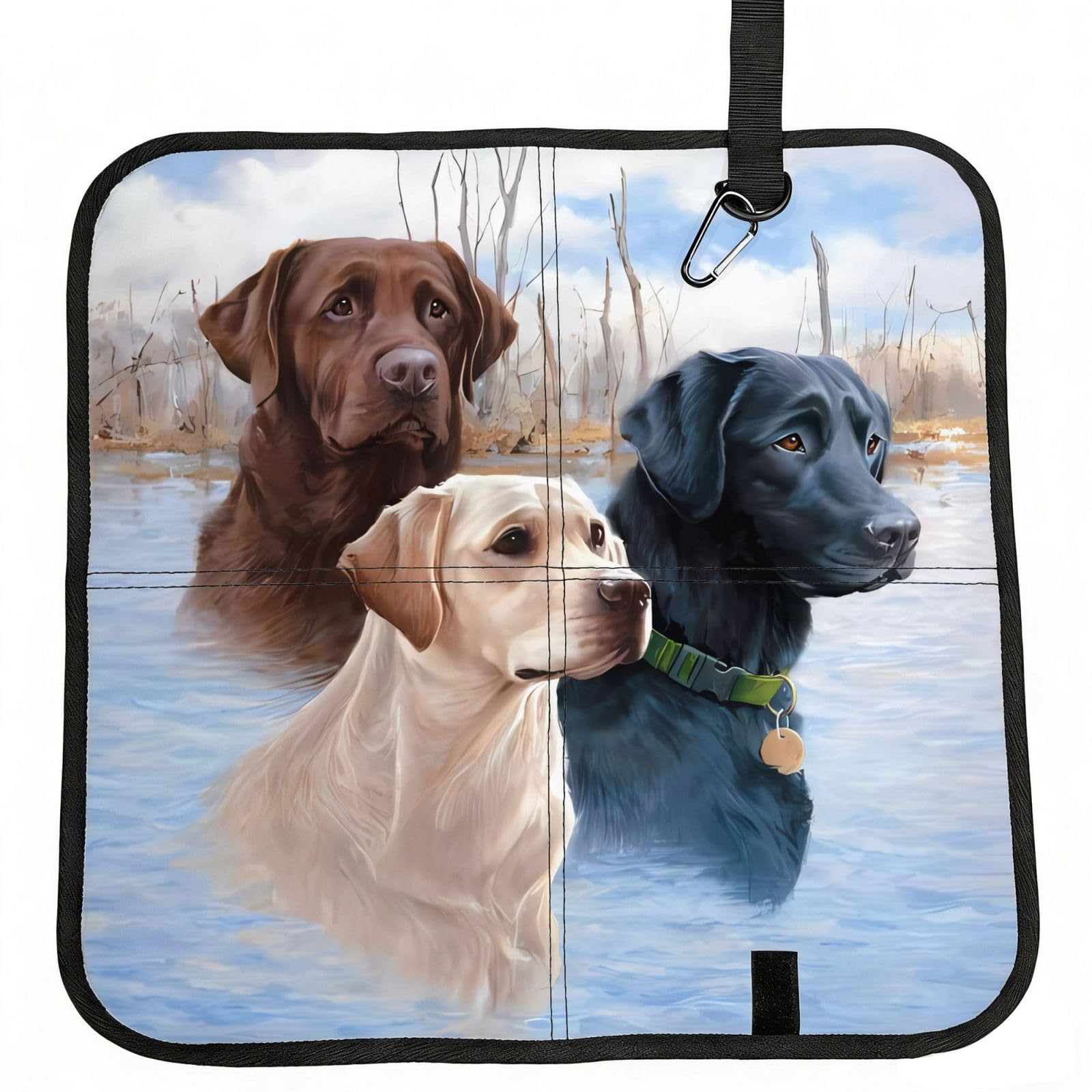 WBQLSL Labrador Retrievers Foldable Seat Cushion - Portable Stadium Pad with Carabiner for Camping Hiking Picnic Beach