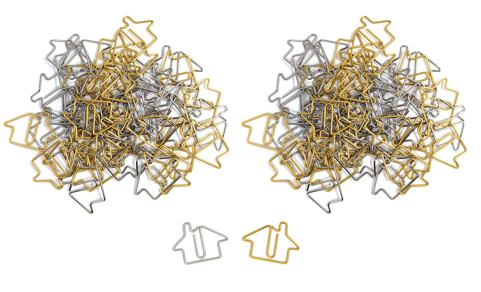 Calendars & More House Shaped Paper Clips, Real Estate Agent Office Supply Paperclips (Gold & Silver -100 Pack), 190