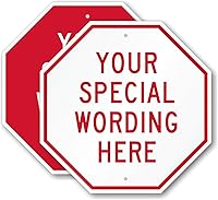 Vista 1 de SmartSign "Plantilla de letrero rojo octágono personalizable" Aluminio de 18 x 18 pulgadas, fabricado en EE. UU