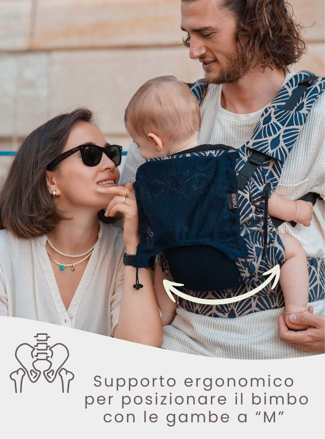 Neko Switch Air Baby, Marsupio Portabebè Ergonomico per neonati e bambini da 3.5 kg a 24 Mesi (Kidonya Elegance Air)