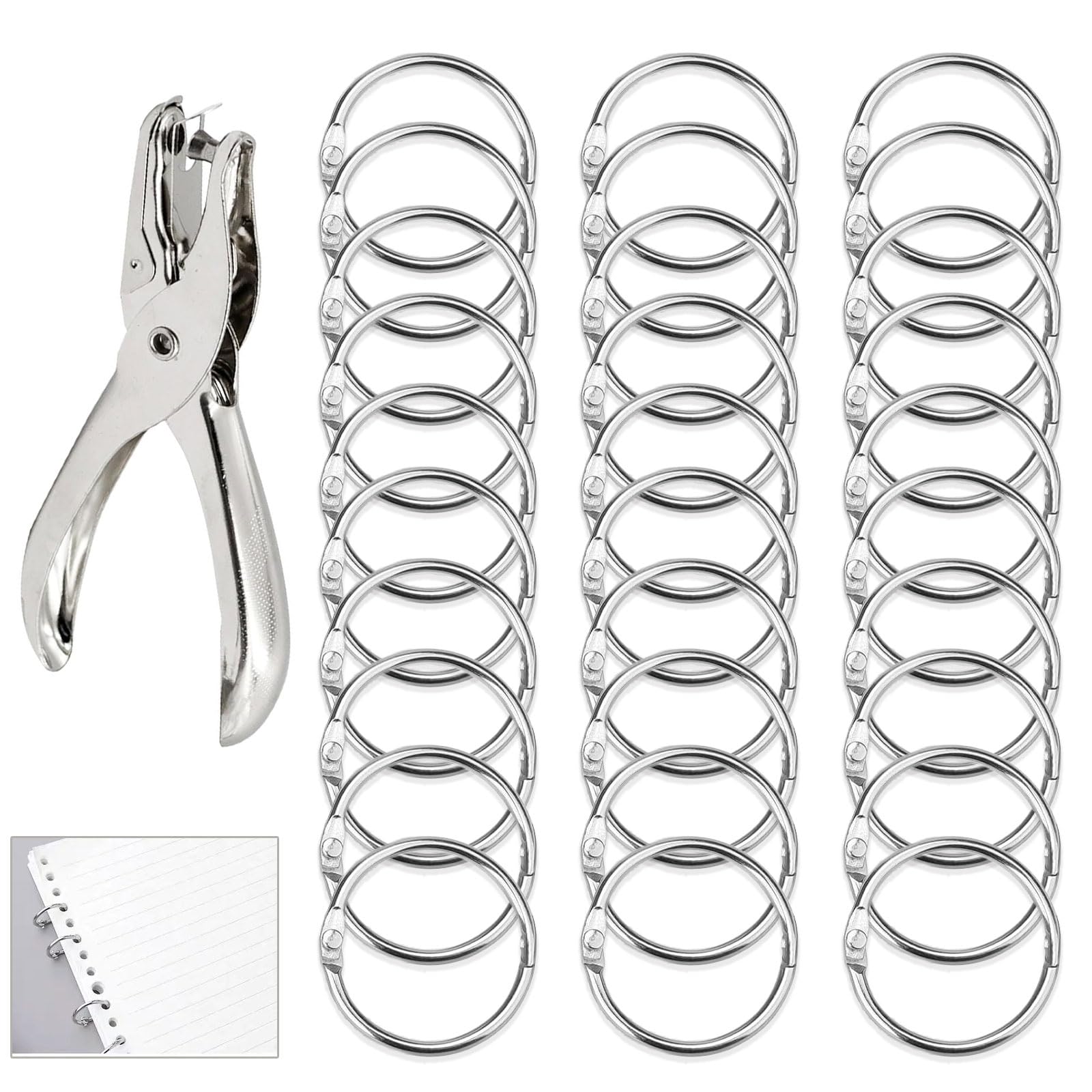 Boekringen set, ringband, 90 stuks bindringen