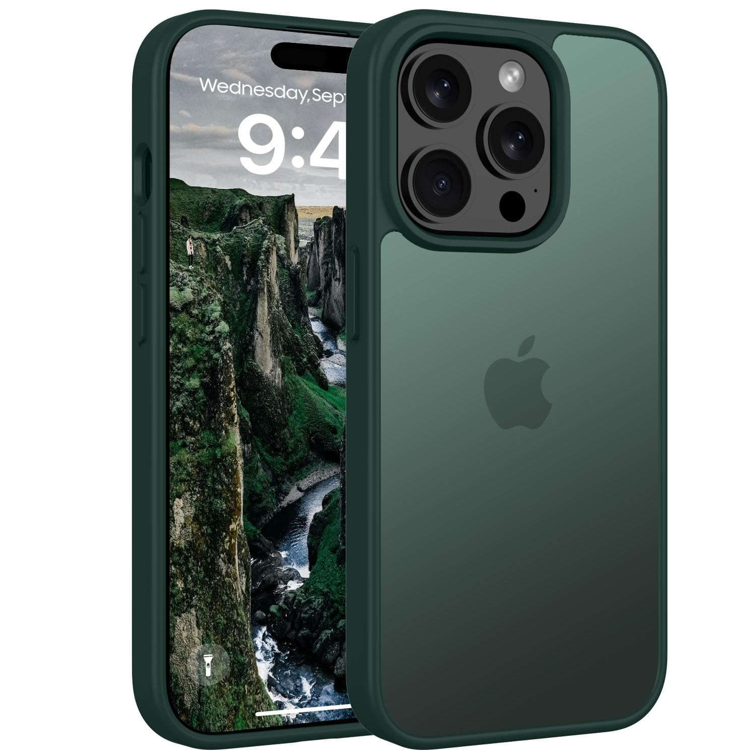 Andwing Matt Hülle für iPhone 14 Pro Max 6,7 Zoll, Militärstandard FallSchutz Handyhülle für iPhone 14 Pro Max, Mattierte Durchscheinende Rückseite Schutzhülle, Anti-Fingerabdruck Grün