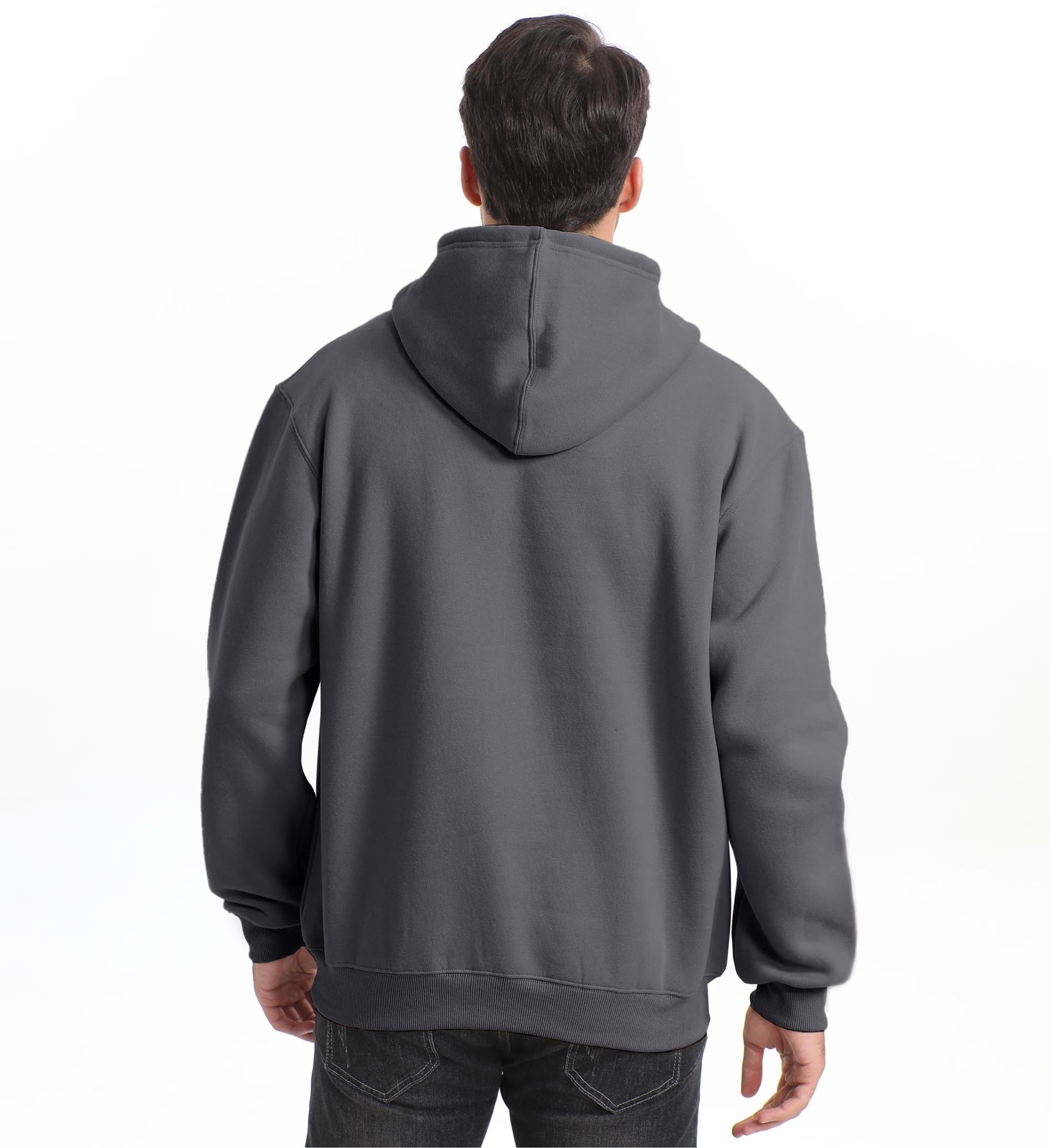 Jhsnjnr Felpa con cappuccio da uomo foderata in pile a maniche lunghe, con tasca, coulisse, tinta unita