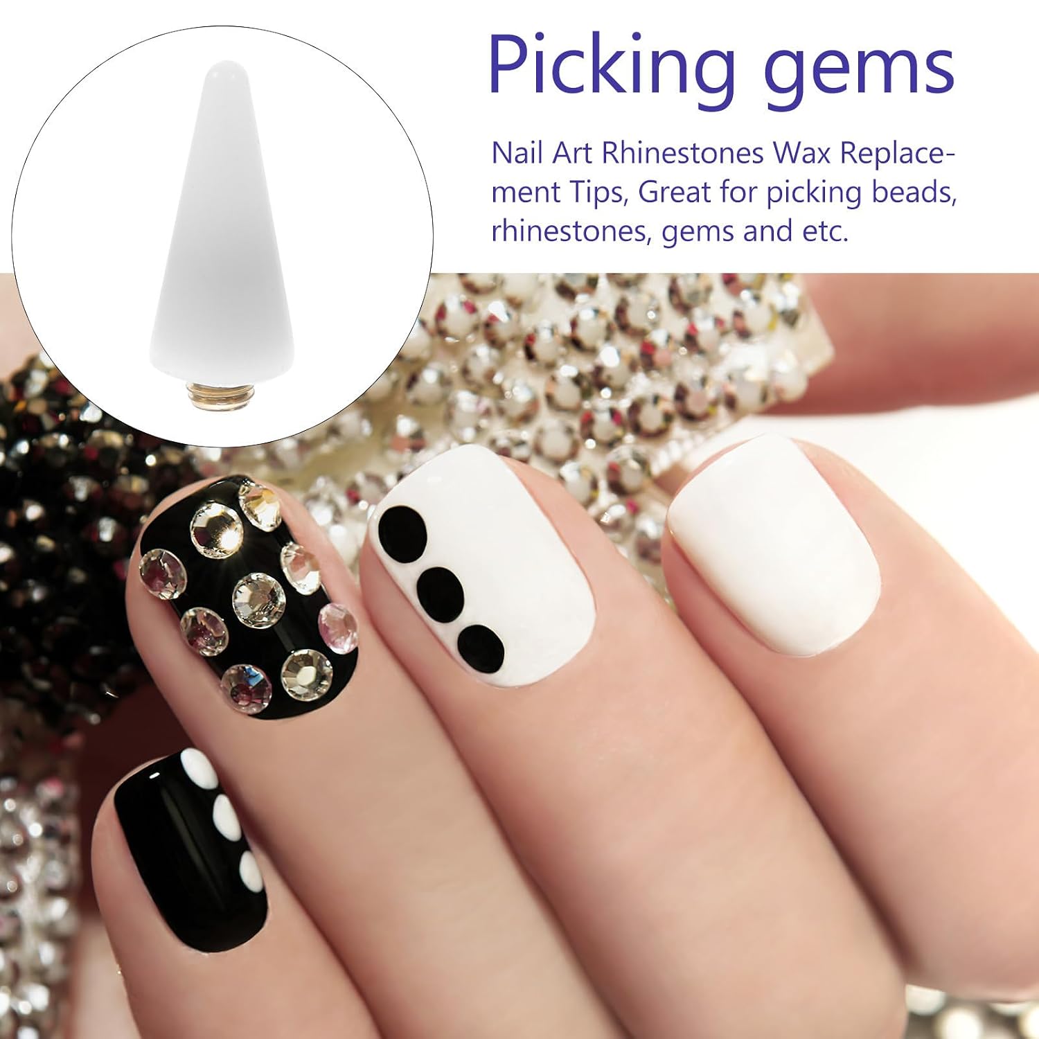 10pcs White Wax Head Nail Dotting Pen Dual End for Beads