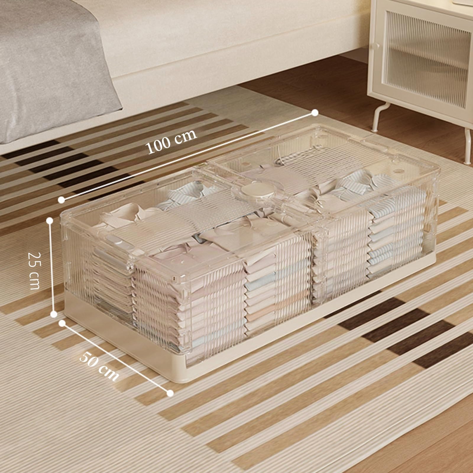 2 Contenitori Sotto il Letto Da 125 L, con Coperchio, con Ruote, Contenitori Sotto il Letto, per Vestiti, Scarpe e Copriletti, 100 x 50 x 25 cm
