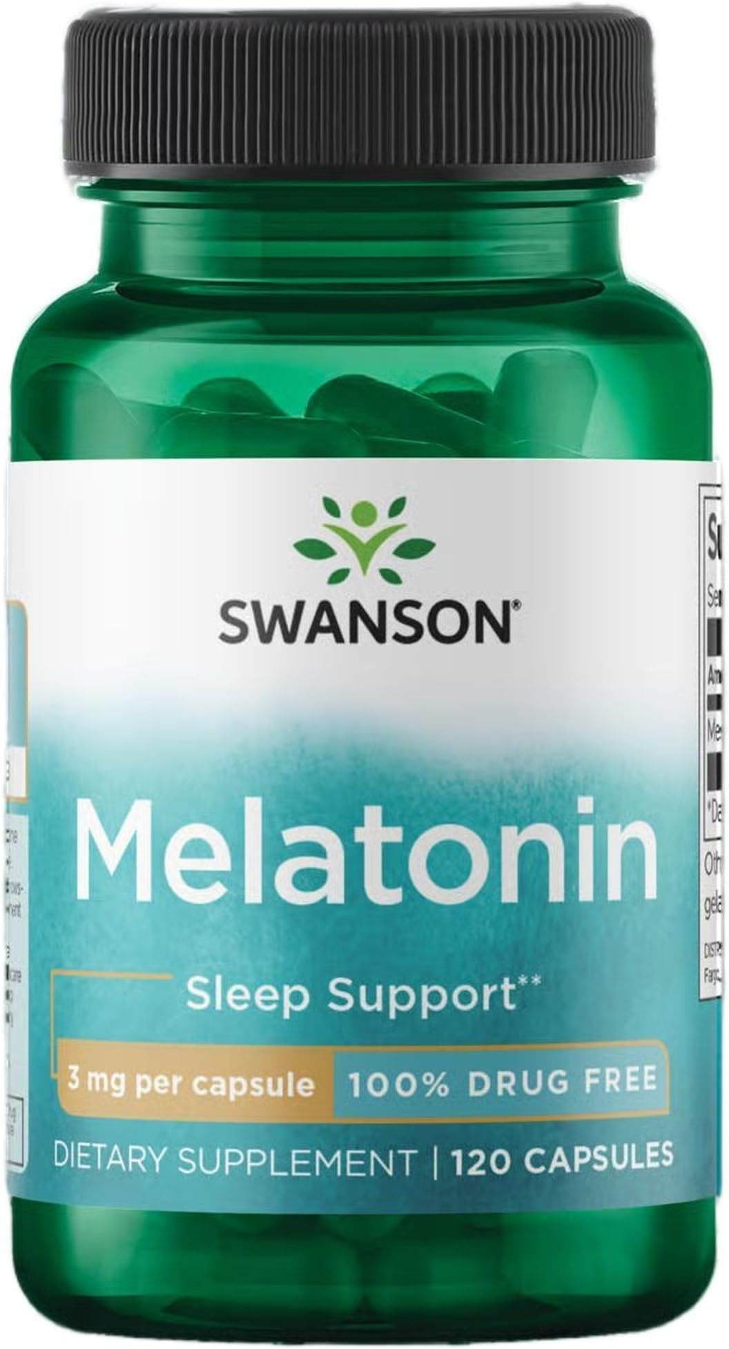 Swanson Melatonin - Herbal Supplement - Sleep and Relaxation - (120 Capsules, 3mg Each)