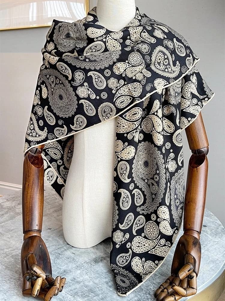 Kaschmir-Decke, Schal, Schal, Umhang, weiblich, groß, quadratisch, für den Winter, warm, Pashmina-Schals, Wraps, Foulard (Farbe: Schwarz, Größe: Einheitsgröße)