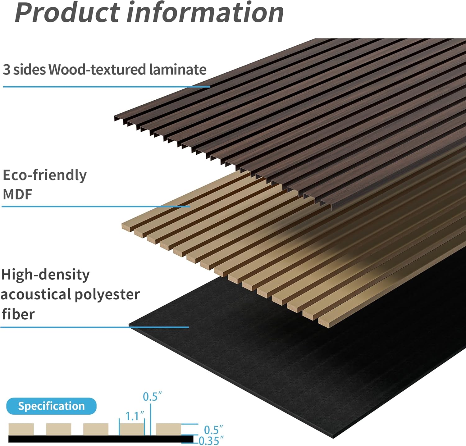 Wood Wall Panels for Room Decor - 2-Pack 45.27''x23.62'' 3D Fluted Acoustic Soundproof Panels for Walls & Ceilings,Home Decor & Living Room Wall Decor,Interior Wall Panel Set for Noise Reduction (Walnut)