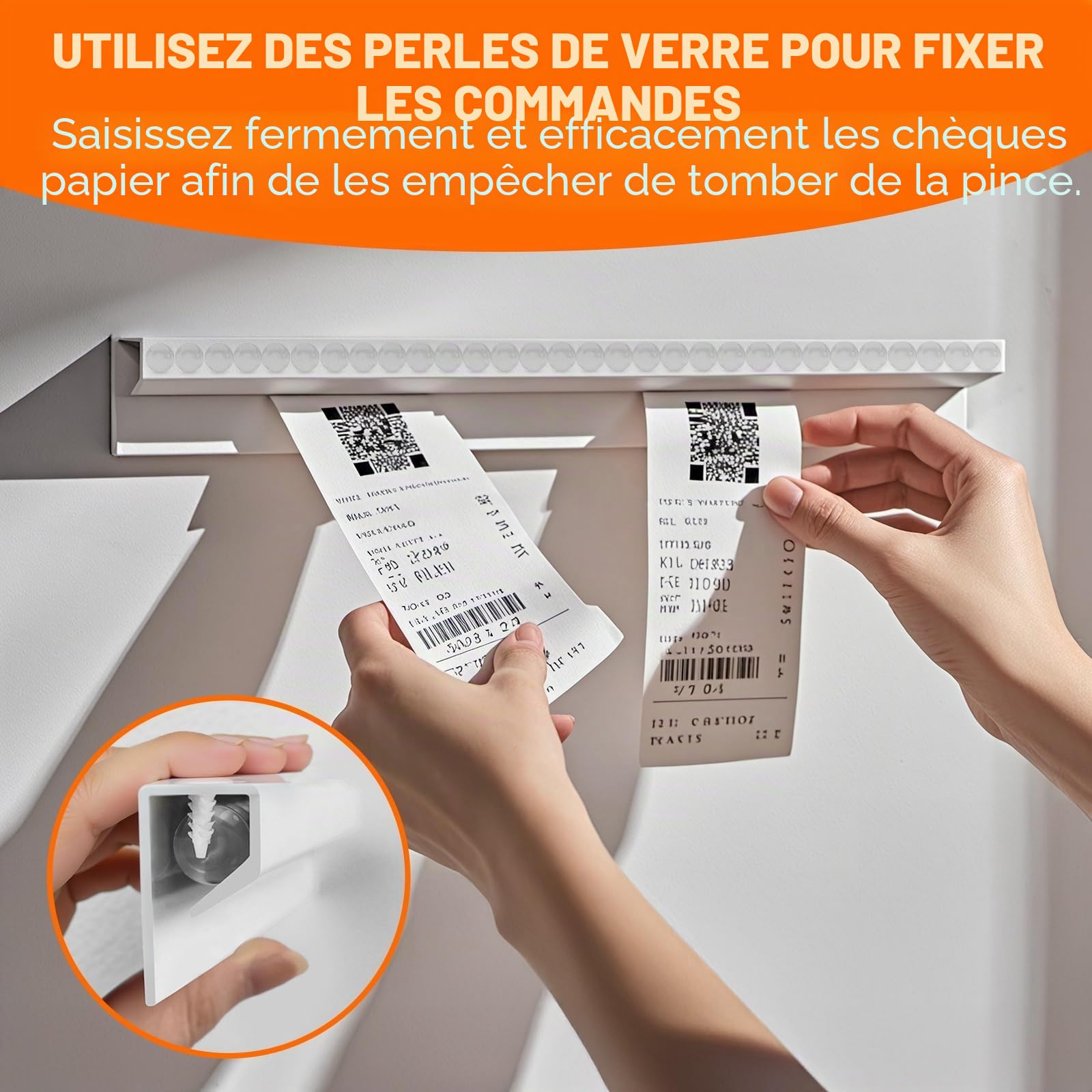 2 Pièces Porte Ticket, Barre a Bon de Commande, 40CM Porte Bon de Commande Restaurant, Barre Ticket Cuisine, Porte Ticket de Caisse pour Restaurants, Cafés, Cuisines, Bars