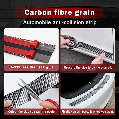 Miniatura 5 de Miytsya Tira decorativa de fibra de carbono para umbral de puerta, tira de protección anticolisión, rollo de embalaje universal de cinta negra
