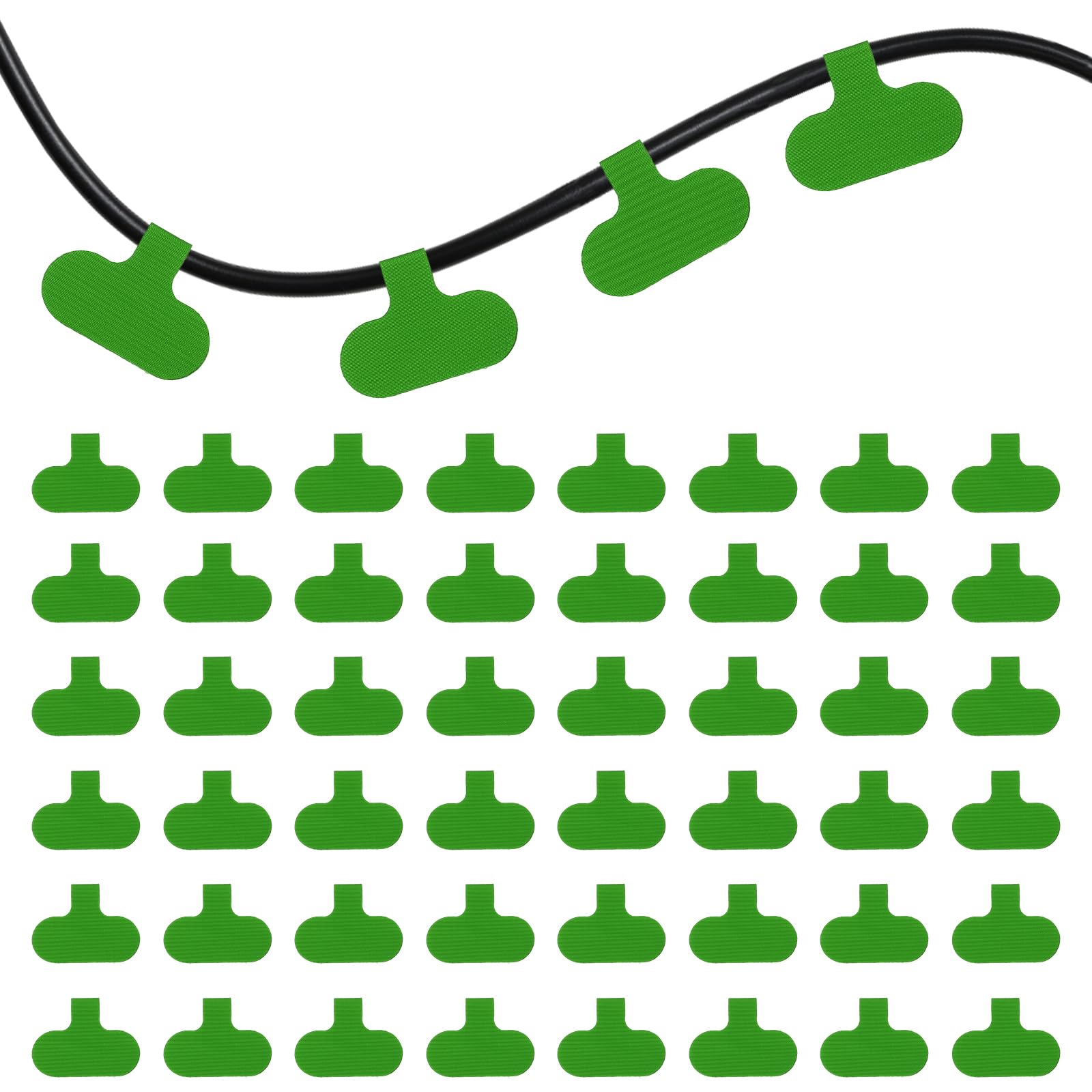 PATIKIL 48Pcs Cable Labels Tags, Reusable 60MM Write on Wire Tags Cord Labels Hook Loop Oval Cable Ties for Electronics Organize Wire Classify Identification Management, Green