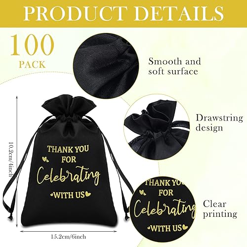 Miniatura 2 de Silkfly 100 bolsas de agradecimiento para regalo de boda, bolsas de satén con cordón, bolsa de regalo de boda a granel, bolsas de joyería para