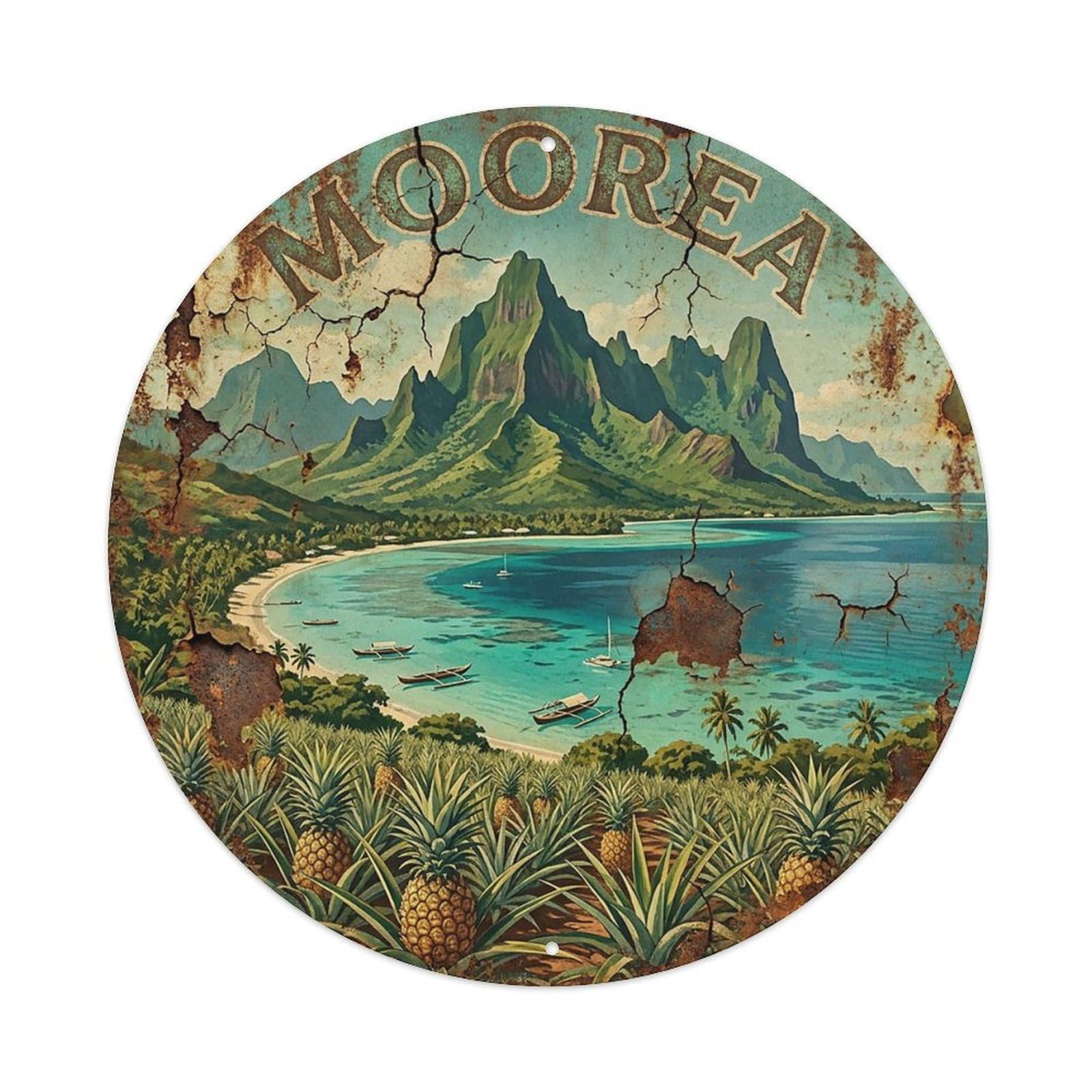 Retro Travel French Polynesia Moorea Metal Tin Sign