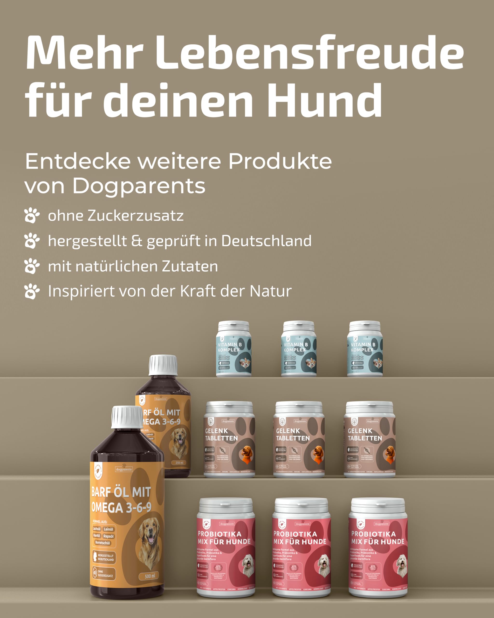 Huile 5 en 1 pour chien - Fabriqué en Allemagne - 100 % naturelle et testée en laboratoire - Complexe Omega 3-6-9 avec huile de saumon de qualité supérieure, huile de lin, huile de colza et huile de