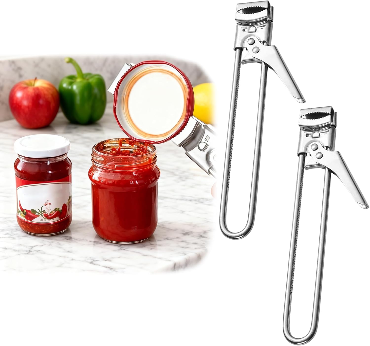 Adjustable Stainless Steel Jar Opener, 2026 New Jar Opener for Weak Hands Seniors, Multifunctional Can Opener Jar Lid Gripper Bottle Opener Kitchen Gadgets (2 Pcs)