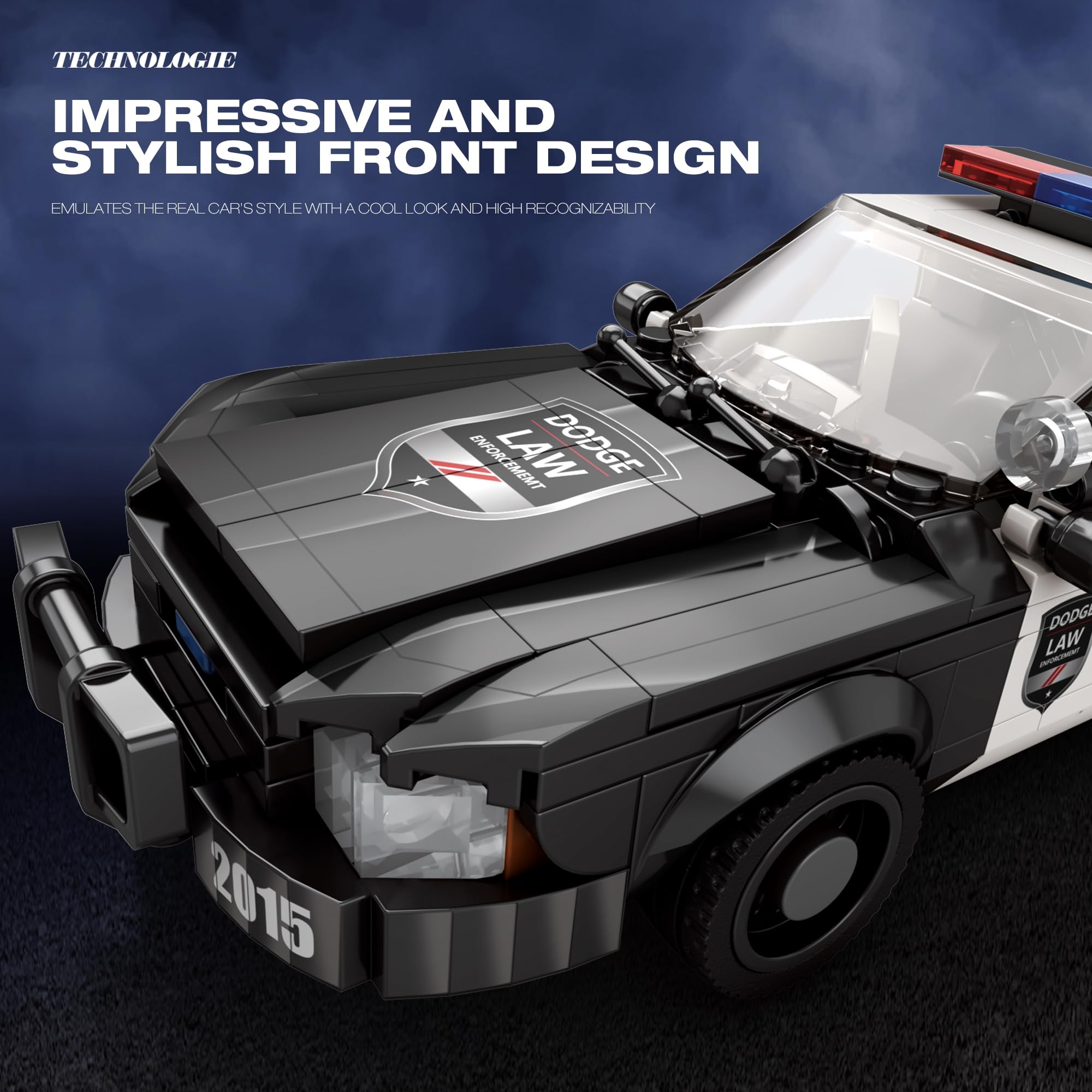 Police Car Building Blocks Set, Daoge Speed Champions Car Building Set Toys - Image 3