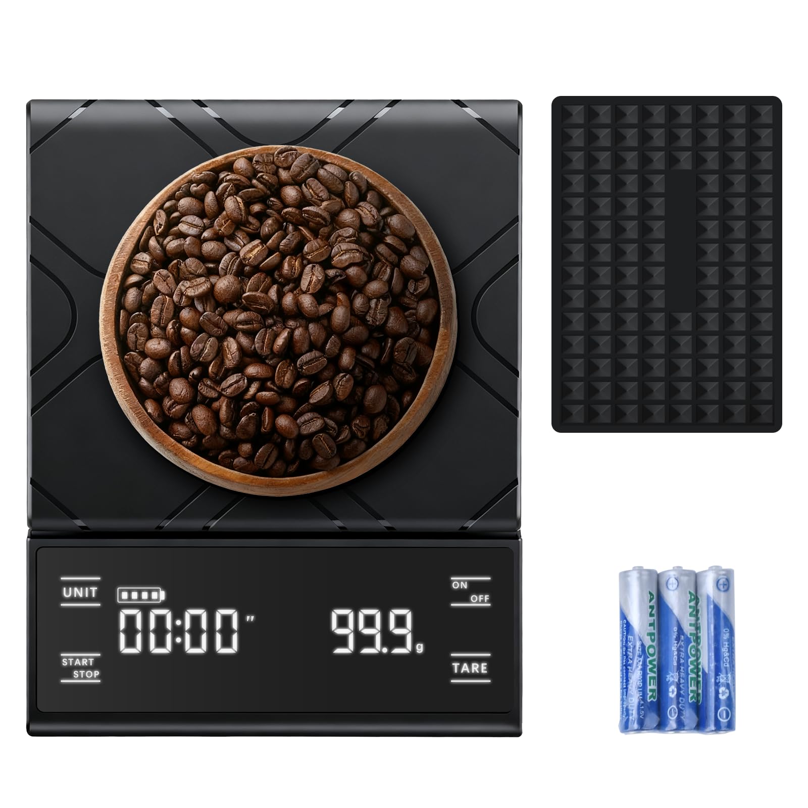 Coffee Scale with Timer, Espresso Scale & Coffee Bean Scale - 3kg/0.1g Precise Small Digital Kitchen Scale for Espresso Accessories Kit, Pour-Over, and Multi-Purpose Use (Batteries Included) 0.1g/3kg Non-rechargeable