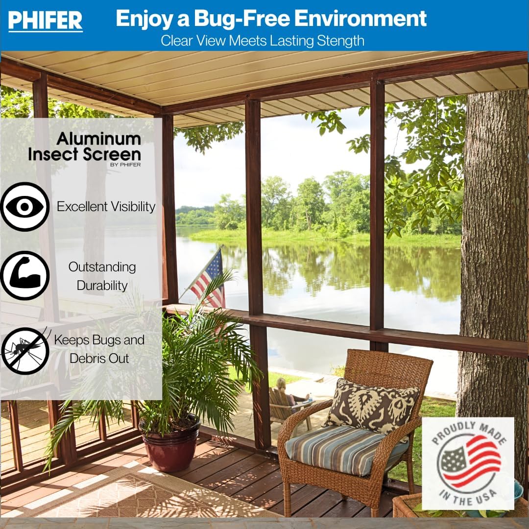 Aluminum Insect Screen Mesh Roll - Aluminum Mesh Screen for Window, Patio, Door, Porch - Metal Insect Screening Material for Mosquitos & More - Replacement Bug Screens 48 in x 25 ft, Silver