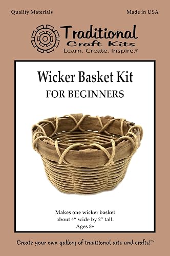 Traditional Craft Kits Wicker Basket Weaving Kit for Beginners | DIY Basket Making Kit, Includes Fiber Split, Rush, and Tools, Natural Woven Wickerwork Craft Project, Made in USA