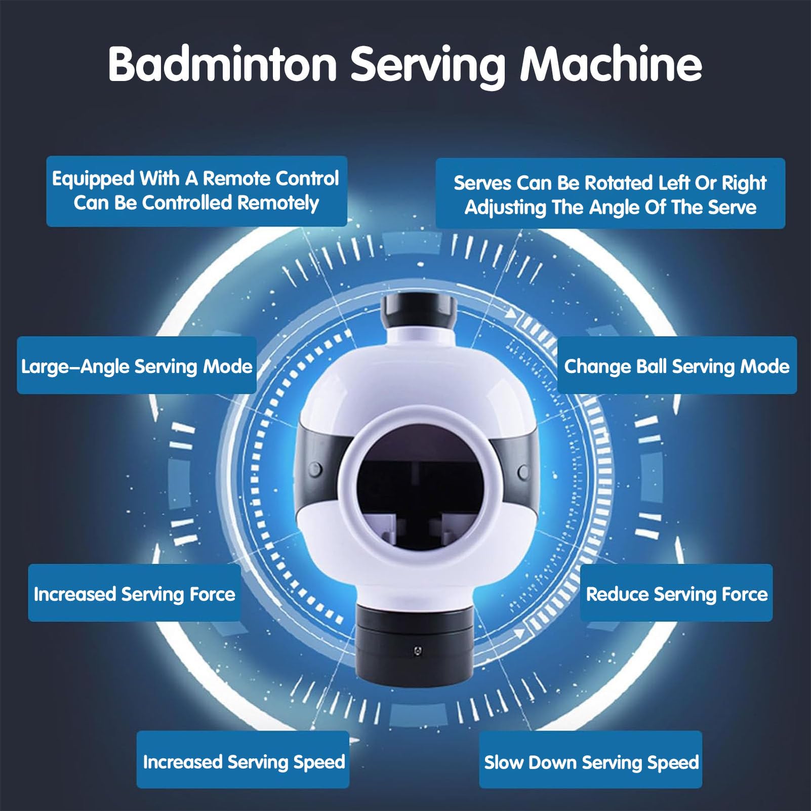Volano servire robot, dispositivo automatico di allenamento badminton con testa agitante, lanciatore di volani per badminton per bambini e adulti, partner di pratica per palestra domestica