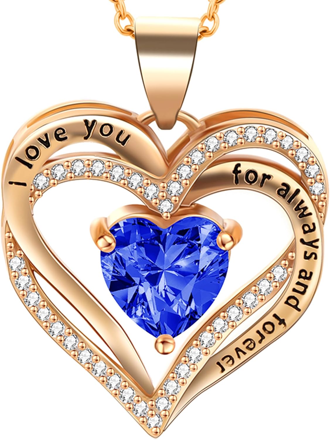 Heart Birthstone Necklace for Women, 925 Sterling Silver 18K Rose Gold Plated, Valentines Day Gifts for Wife Girlfriend, Mothers Day Gift for Mom, Anniversary Birthday Jewelry with 18 Inch Chain with 2-inch extender - Image 9