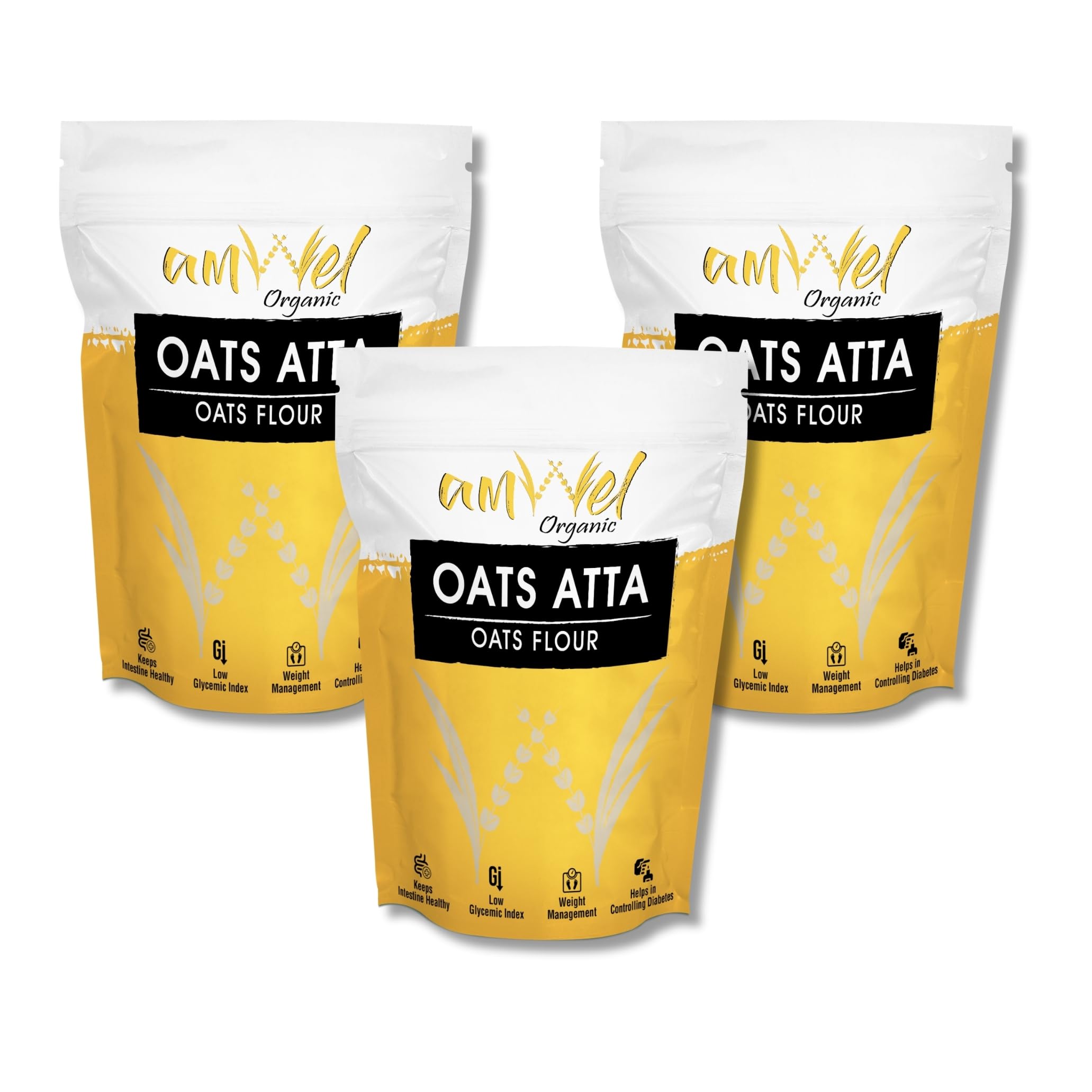 Amwel Organic Oats Atta | Jawi ka Atta x 3pc | 450g | High Dietary Fiber Good For Digestion Gut Health Manages Weight and Diabetic Friendly Low GI Aata | 1.35kg | Vaccum Packed - Image 2 thumbnail