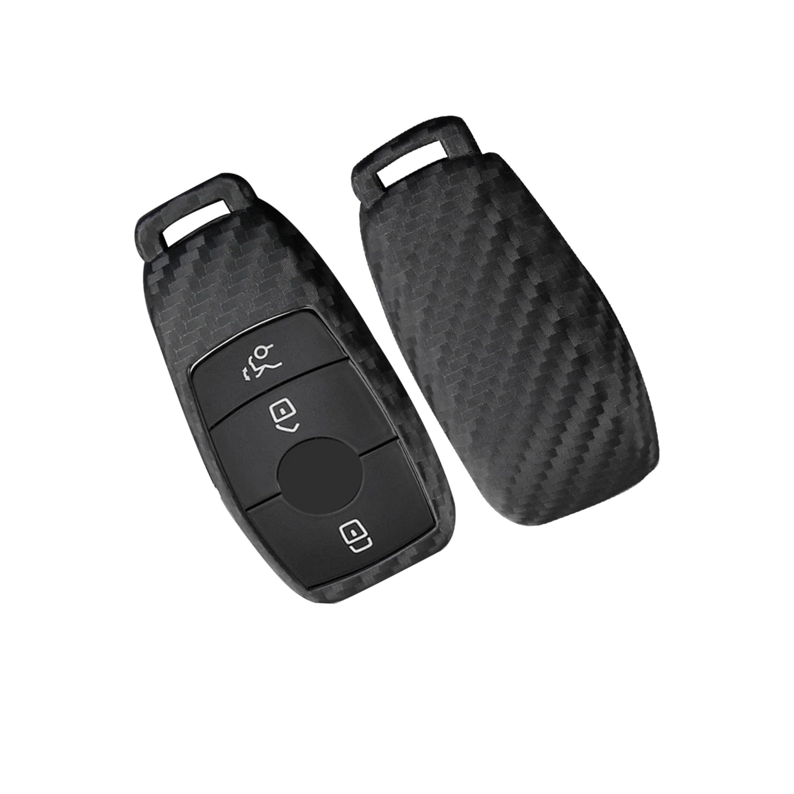 7Cylinder Compatible with Mercedes Benz 2020 Rubber Key Fob Case Cover Shell with Keychain for E Class S Class A Class C Class G Class - Carbon Fiber