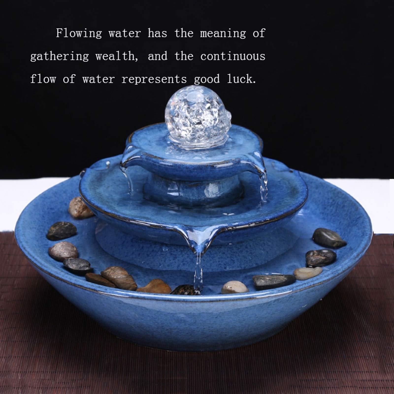 Arte Decorativa Creativa Desktop Fontana Umidificatore A Cascata Acqua Che Scorre Acqua Interna in Ceramica Fontana Waterscape Decorazione Regalo ， Figurina Ornamento Blu Good