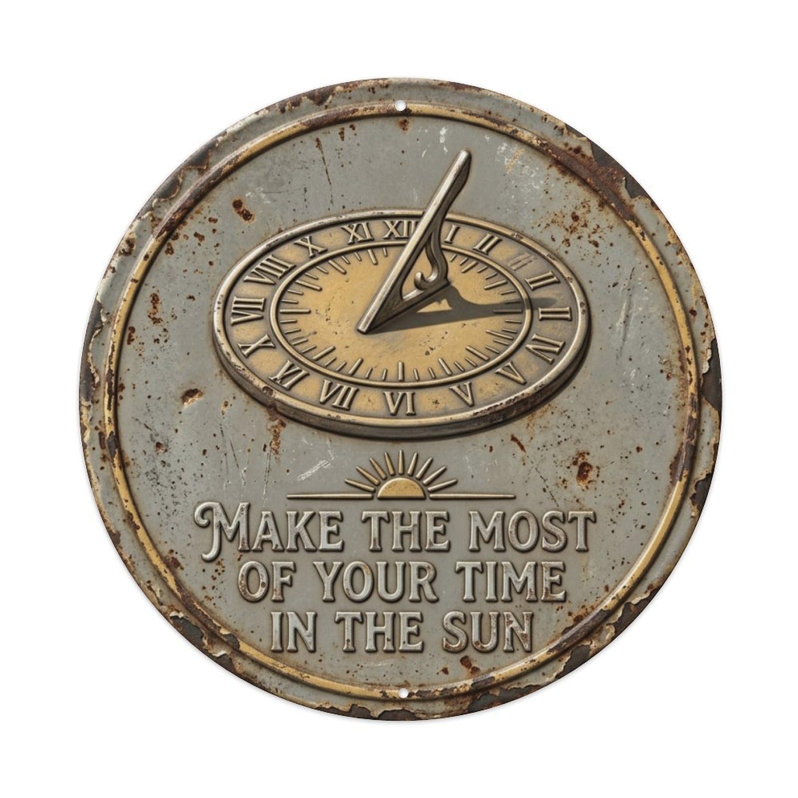 Sundial Shadow Garden Vintage Metal Tin Sign Plaque Wall Decor for Cafe, Club Bar, Office, Garden Metal Poster 8x8Inch