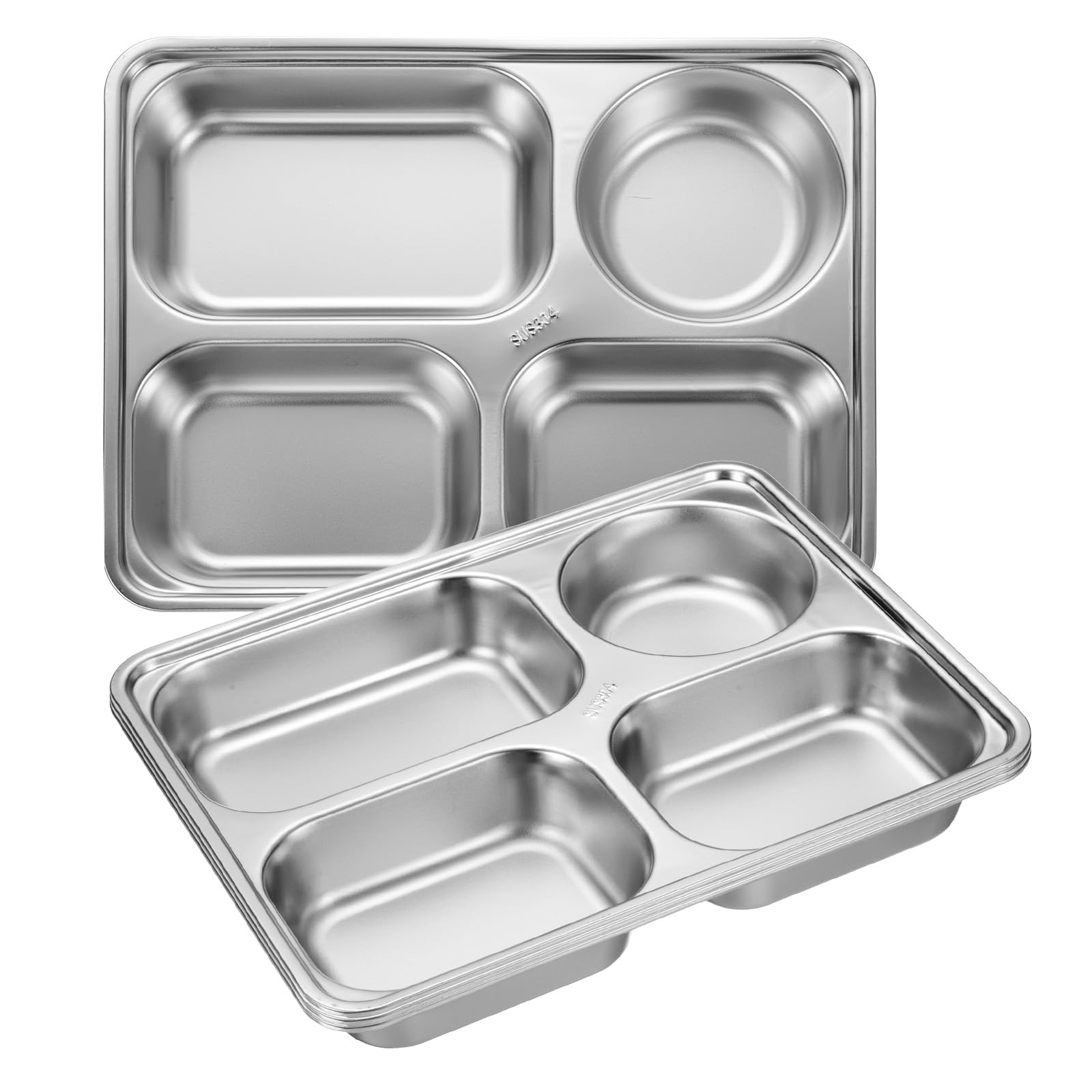 QUARKZMAN Pezzi Piatti Da Portata In Acciaio Inossidabile Divisibili, X 22cm Vassoio Rettangolare Con Sezioni Quadrate E Tonde Per Ristorante Controllo Porzioni Campeggio.