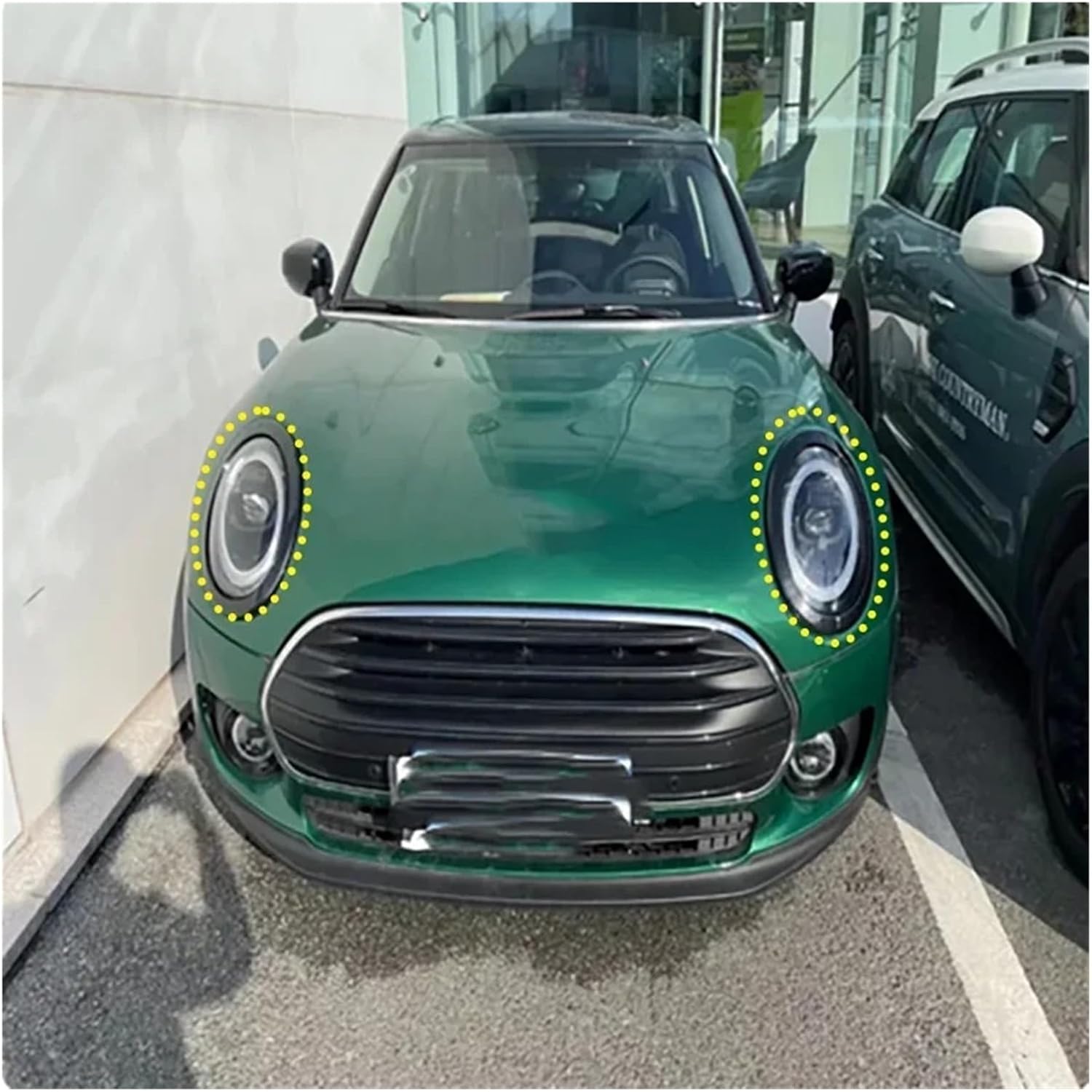 Compatible With Mini Cooper Clubman F54 2022 ABS Headlight Taillight Frame Front Rear Lamp Ring Decorative Cover Stickers Accessories(Front rear carbon)