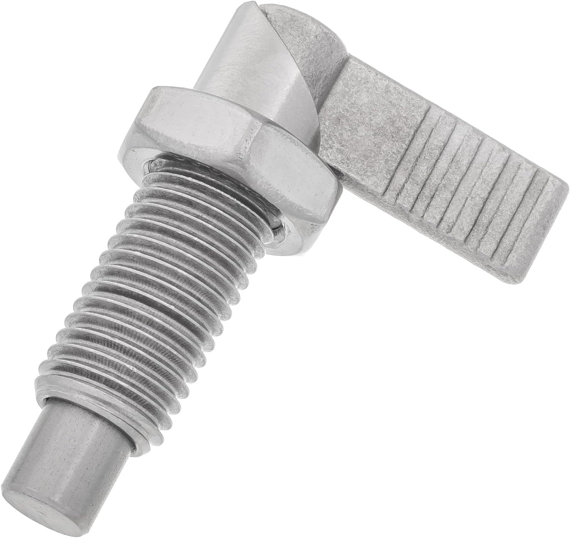 M12 x 1.5 x 27mm Thread 8mm Pin Diameter Lever Indexing Spring Plunger with Stop Notch - Stainless Steel L-Shaped Retractable Locking Bolt Knob Threaded Index Mechanism Accessory Tool