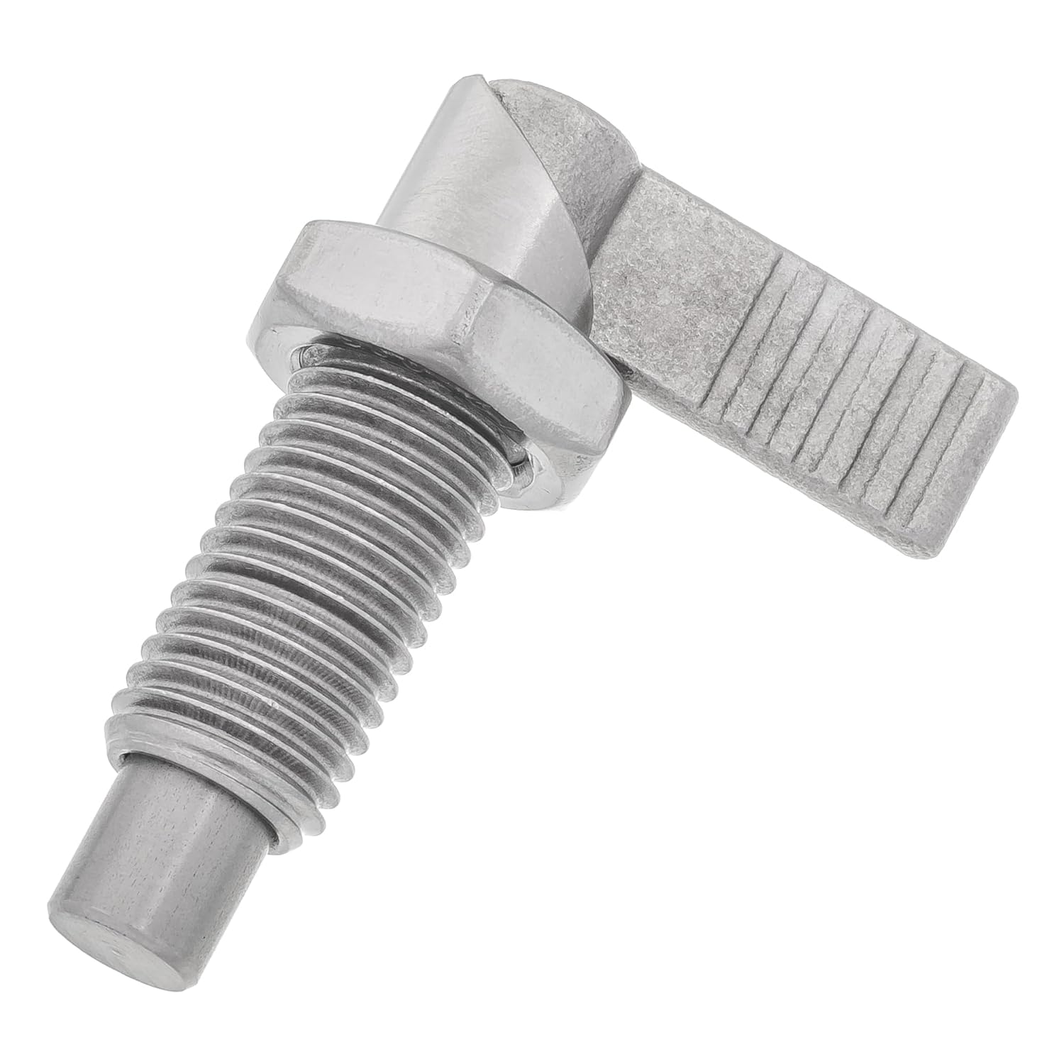 M12 x 1.5 x 27mm Thread 8mm Pin Diameter Lever Indexing Spring Plunger with Stop Notch - Stainless Steel L-Shaped Retractable Locking Bolt Knob Threaded Index Mechanism Accessory Tool
