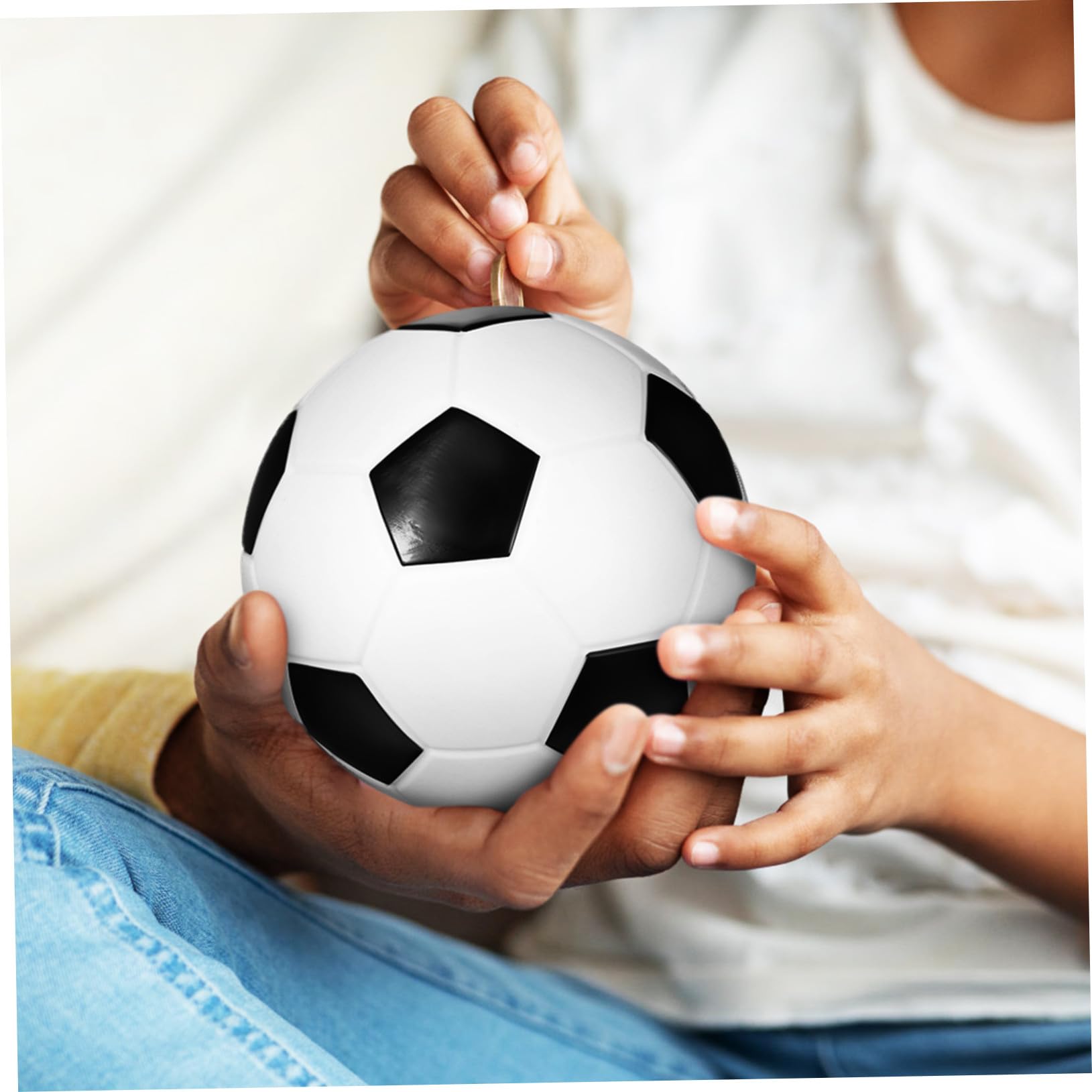 Hemobllo Salvadanaio per Bambini a Forma di Basket e Pallone da Calcio in Vinile, Set 2 Pezzi Portatile per Decorazione Casa e Regali Compleanno