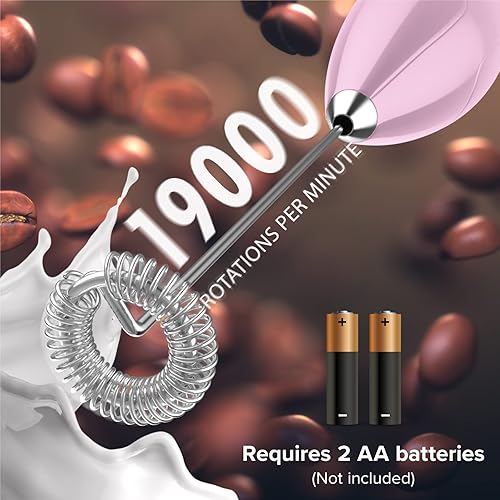 Vista 53 de PowerLix Espumador de leche de mano, funciona con pilas, batidora eléctrica para café, latte, capuchino, chocolate caliente, mini batidora duradera