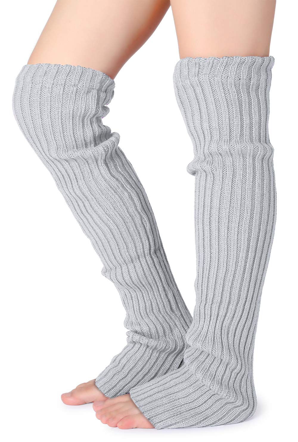 Pareberry Womens Winter Over Knee High Footless Socks Knit Warm Long Leg Warmers