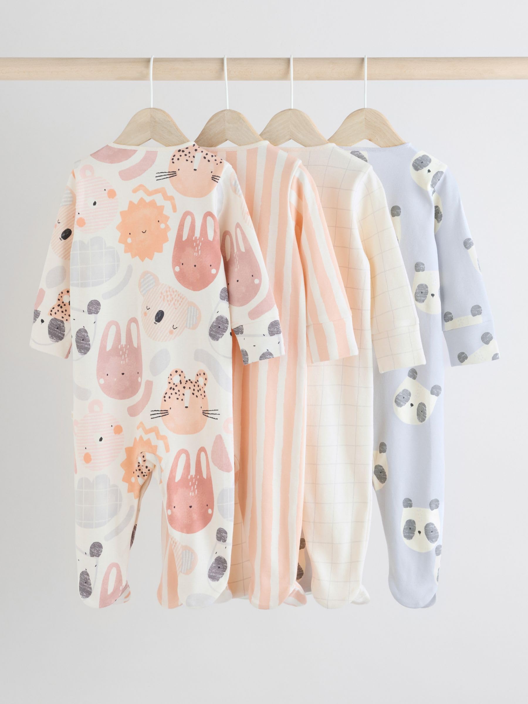 NEXT Bebé Pack de 4 Peleles con Estampado Animal 100% algodón para bebé