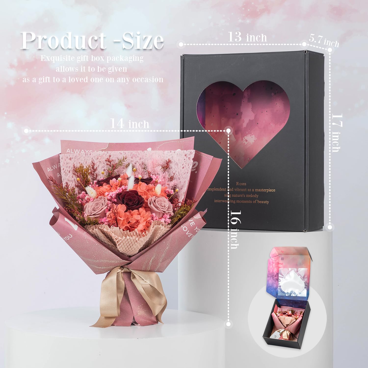 Regalos de flores para ella, flores para entrega, ramos de rosas preservadas