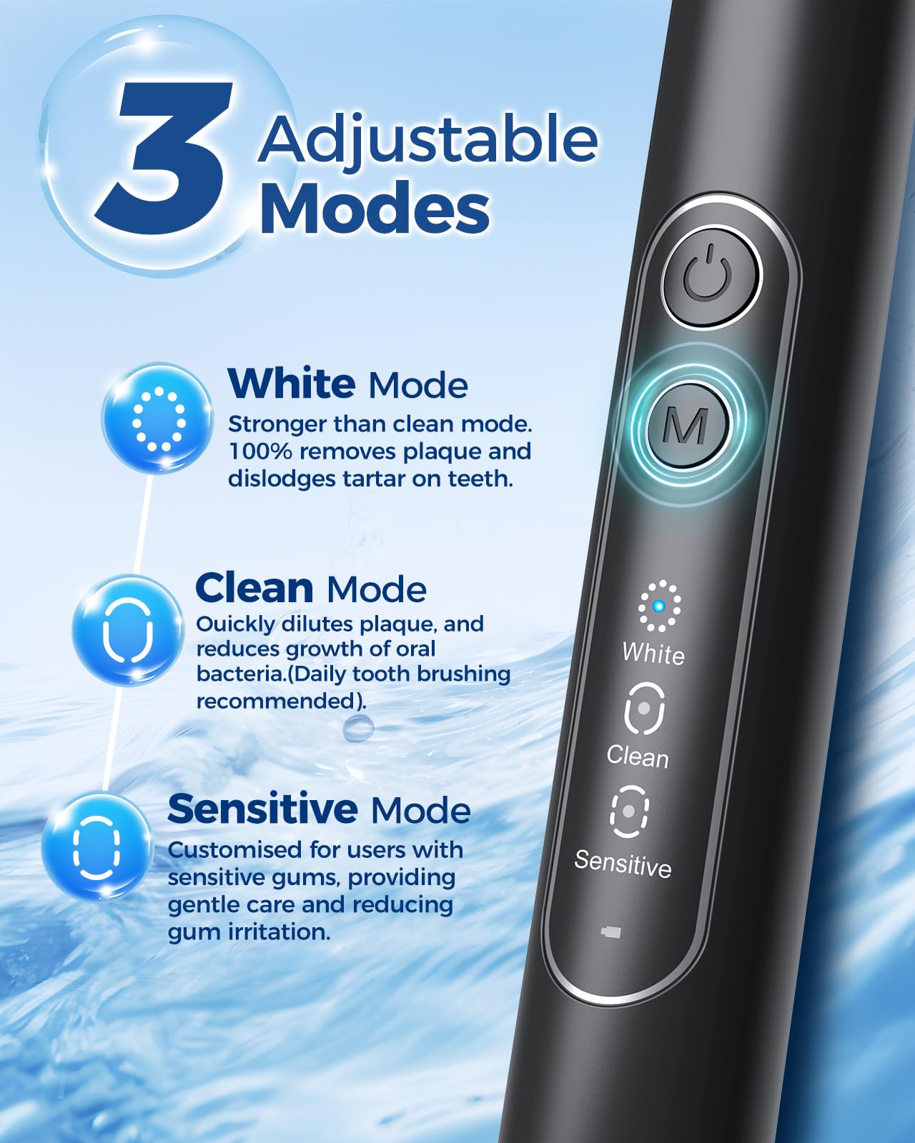 TEETHEORY Rotating Electric Toothbrush for Adults with 8 Brush Heads, Sensitive Gum Care Electric Toothbrush with 3 Modes and 2 Min Smart Timer, Rechargeable Last 60 Days