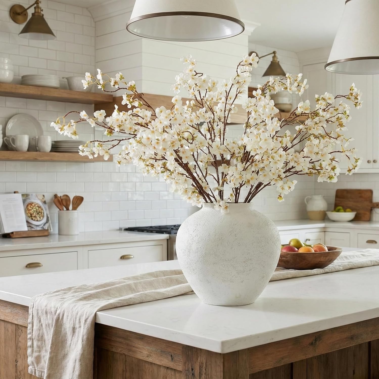 White Cherry Blossom Branches – 6 Pcs 33.5" Long Stem Artificial Flowers for Tall Vase, Premium Faux Silk Spring Decor, Realistic Fake Cherry Blossoms for Home, Wedding & Table Centerpieces - Image 7